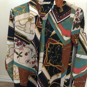 Zara scarf print shirt